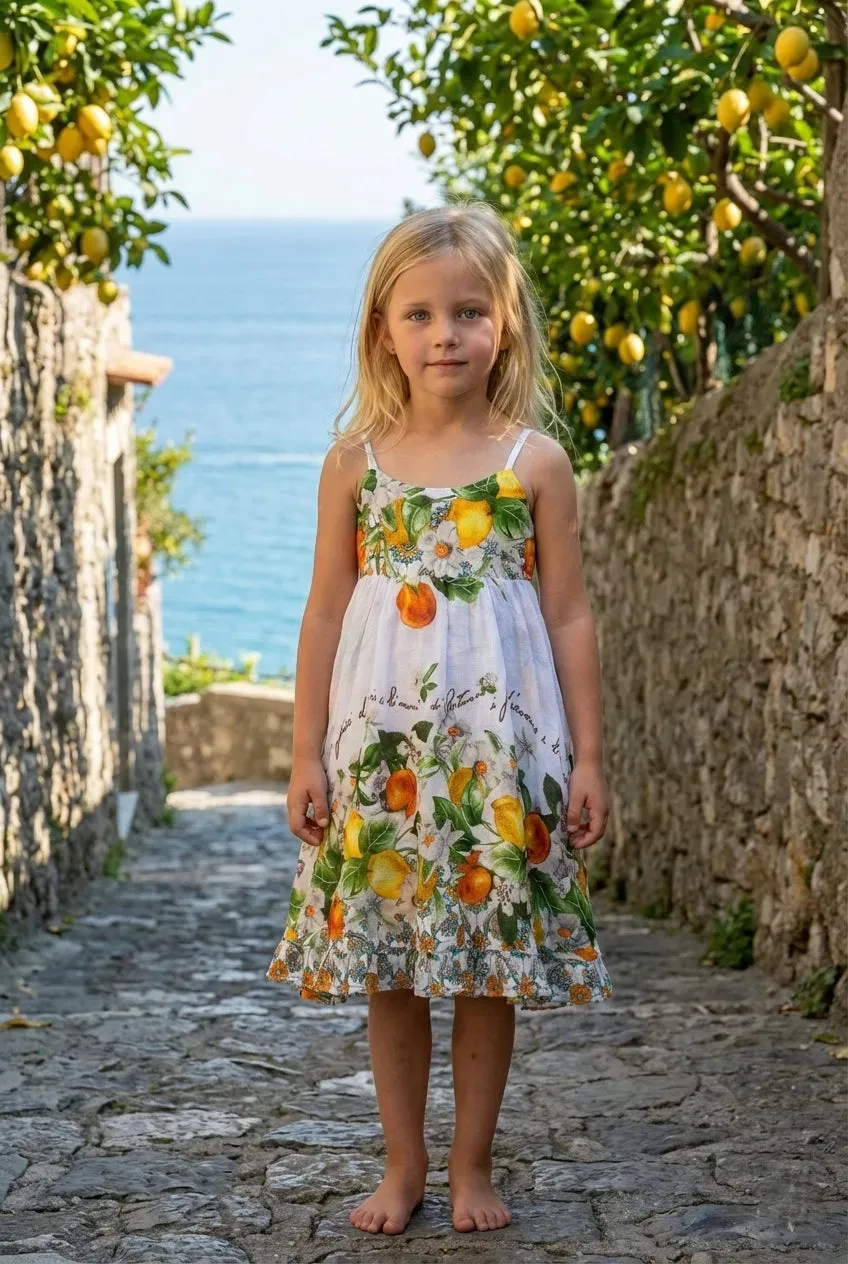 Antica Sartoria FC177 abito bimba bianco bretelle cotone