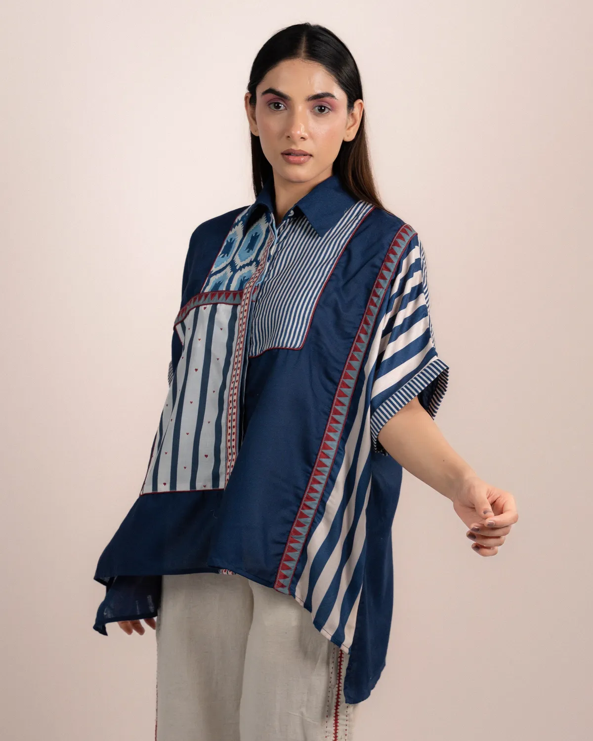 Our Dve Jojo Shirt camicia modal blu indaco