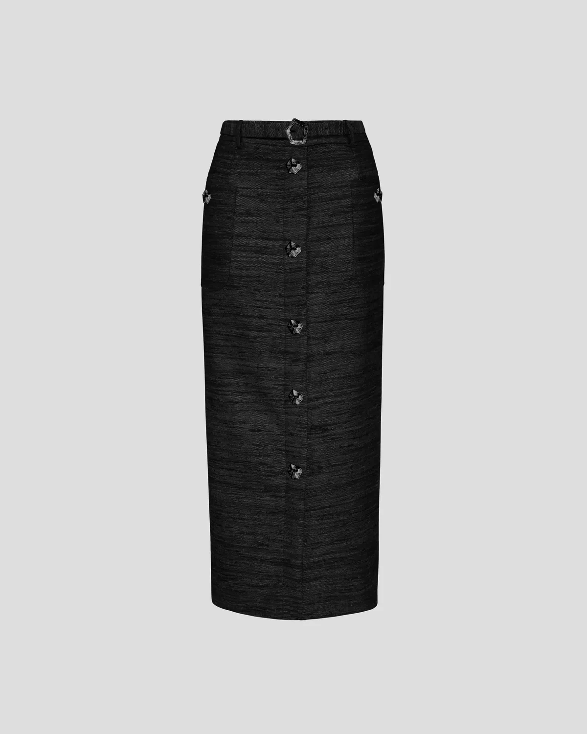 Violante Nessi Corot gonna nera tweed seta cintura