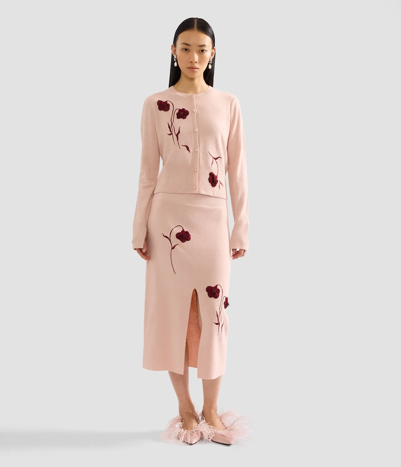 Erdem Embroidered Fitted cardigan rosa ricamo
