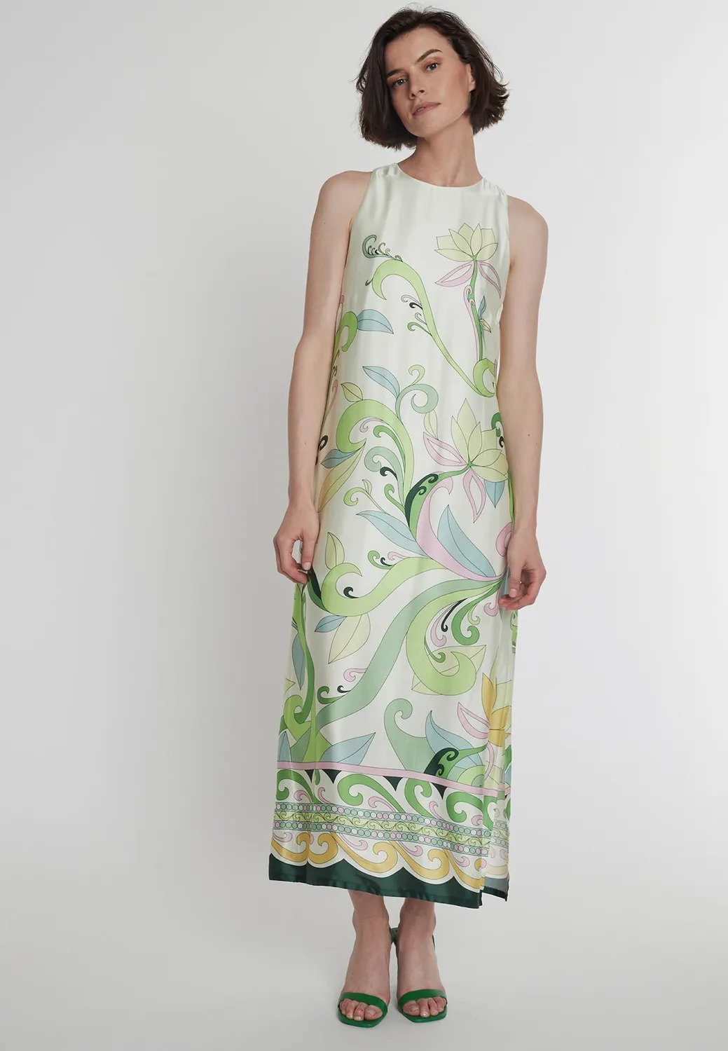 Ana Alcazar Pecasa abito maxi raso menta fiori