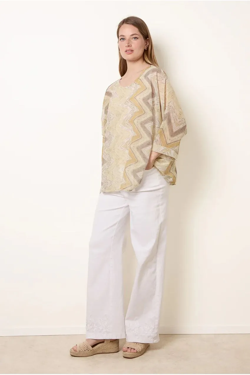 Blue Vanilla Zig Zag top donna giallo limone taglia unica
