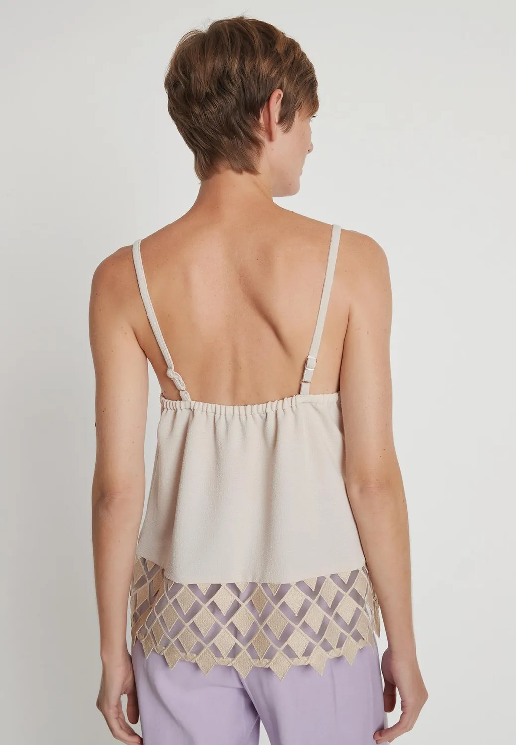 Ana Alcazar Lacela top con pizzo beige