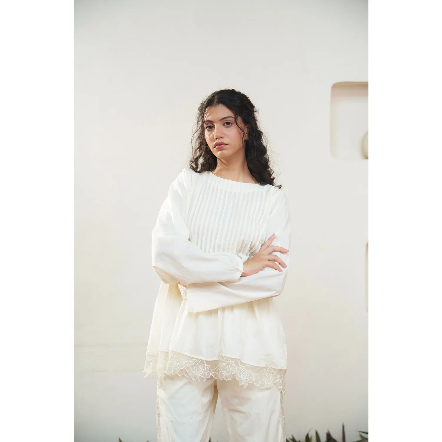 Our Dve Capsule 3 set top pantalone beige cotone