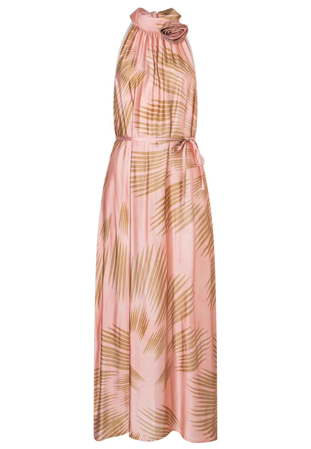 Ana Alcazar Delan abito lungo satin rosé