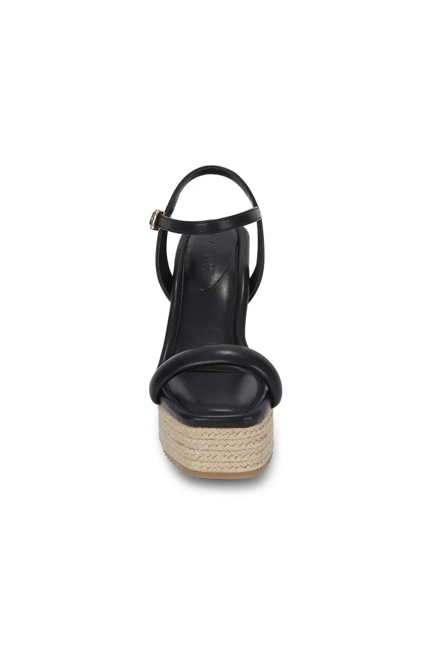 Malow London Jenna sandali zeppa neri tacco 11,5 cm