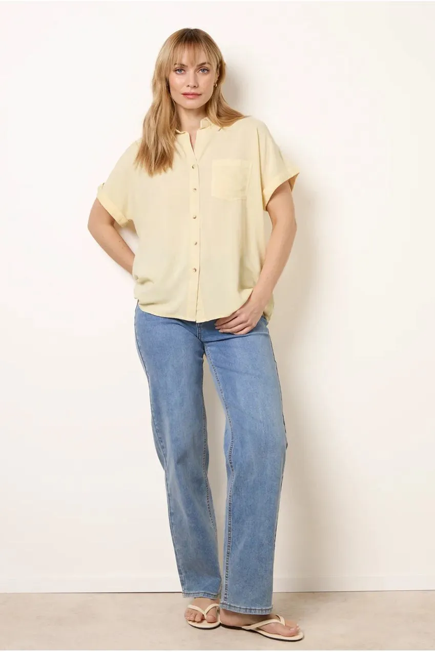 Blue Vanilla camicia donna bottoni giallo limone