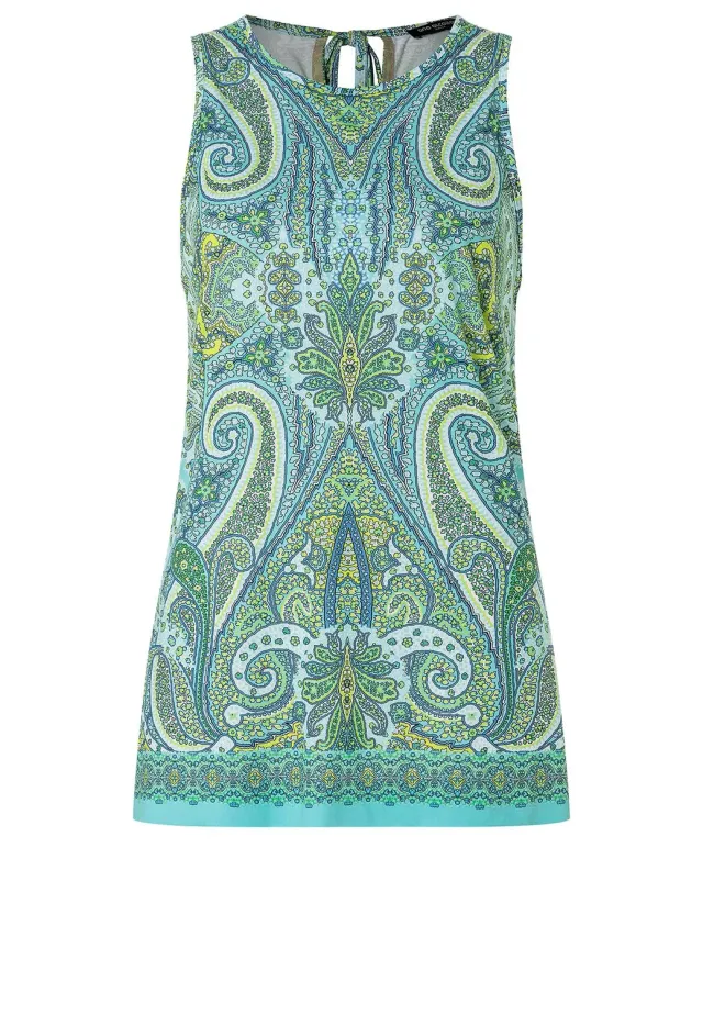 Ana Alcazar Piddy top paisley azzurro smanicato