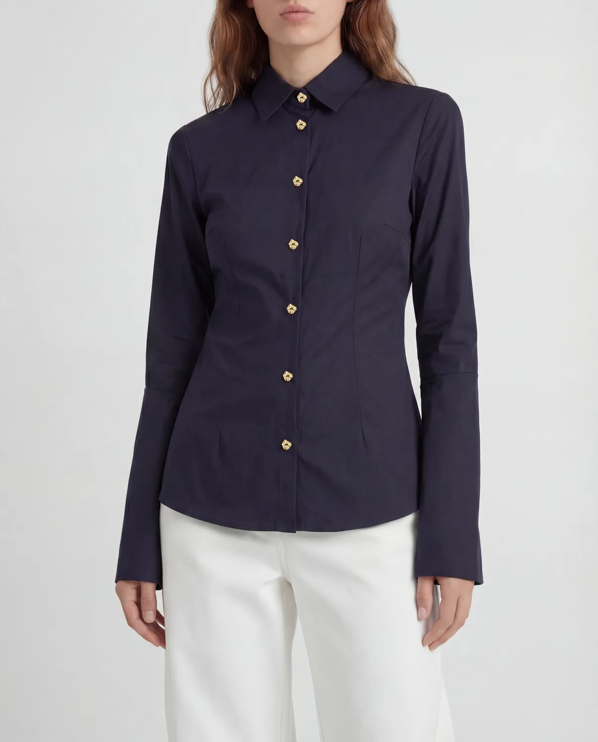 Violante Nessi Cayo camicia cotone comfort blu navy