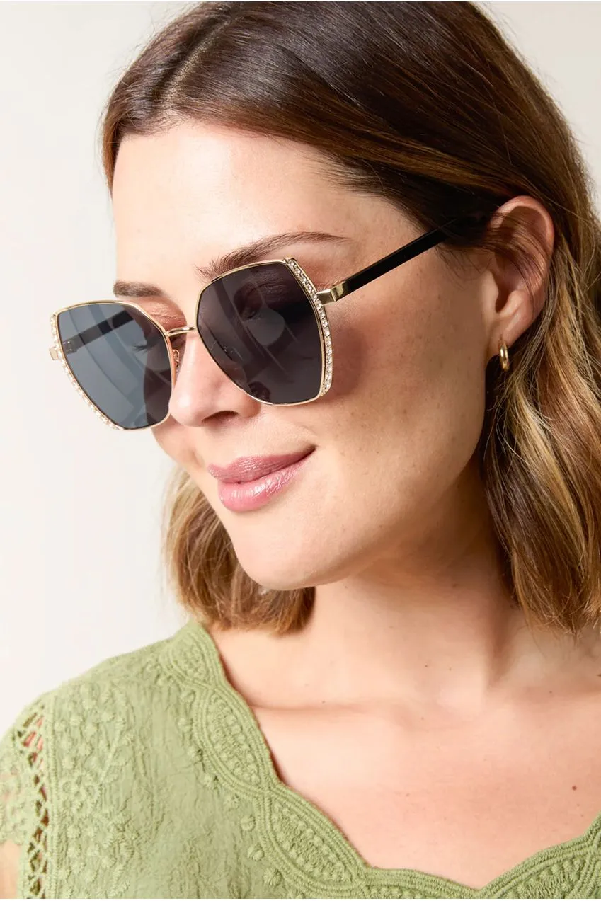 Blue Vanilla Gold Side Frame occhiali da sole oro oversize