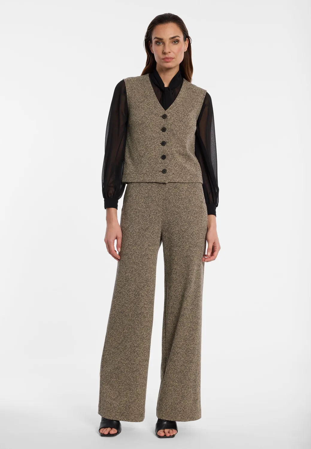 Ana Alcazar Eldora pantaloni tweed gamba larga