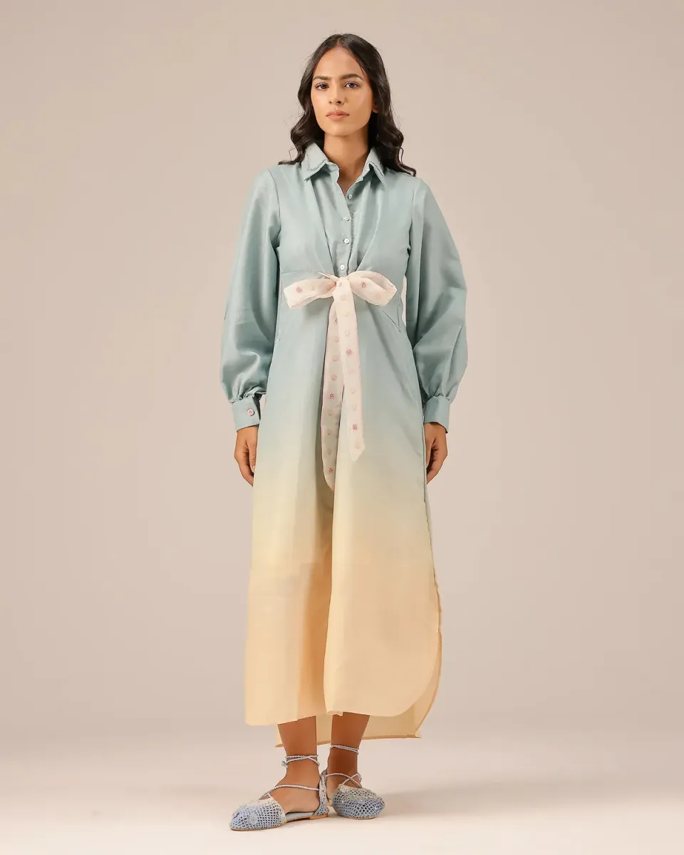 Our Dve Hibiscus abito midi grigio cintura organza