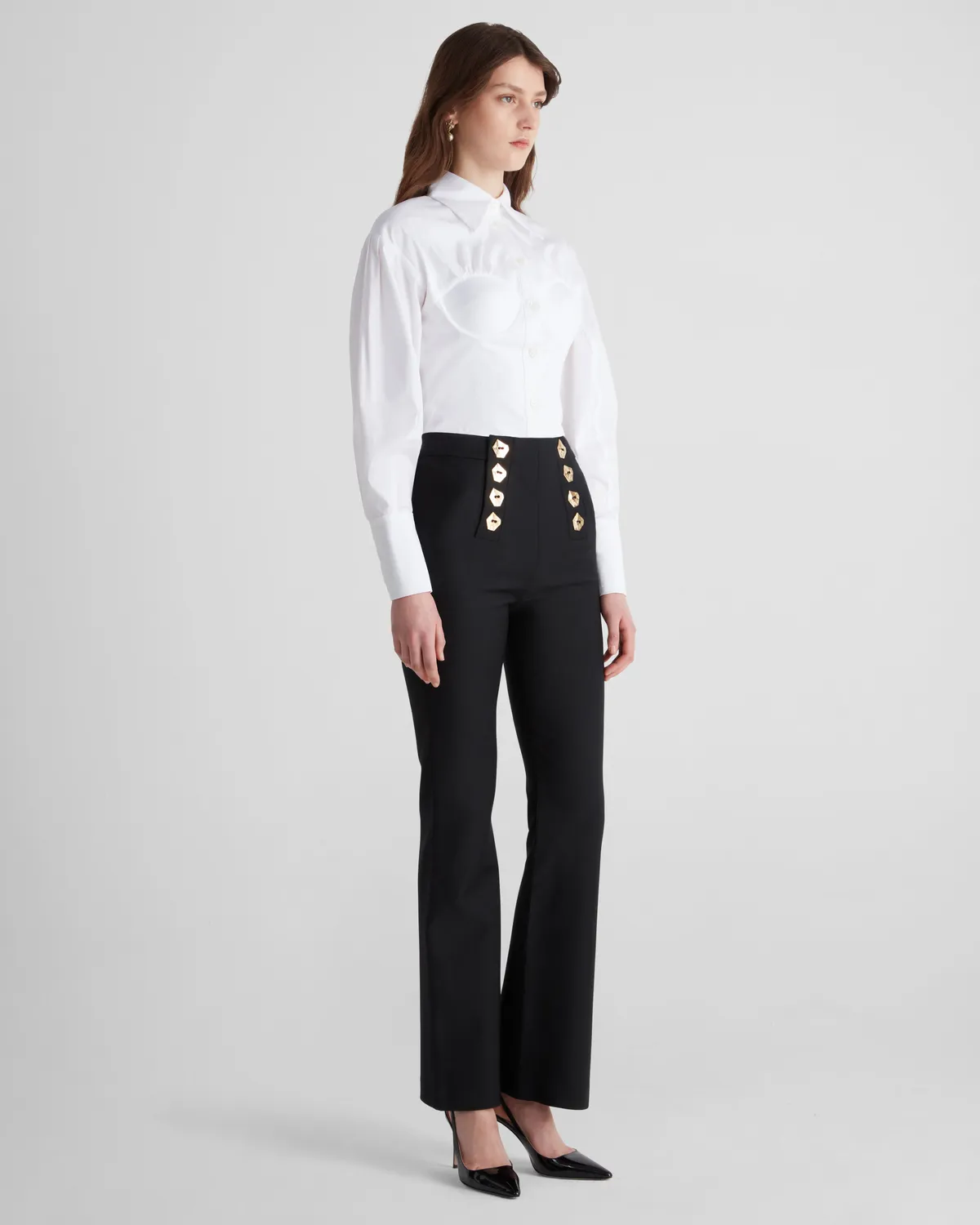 Violante Nessi Bellezza camicia bianca cotone corsetto