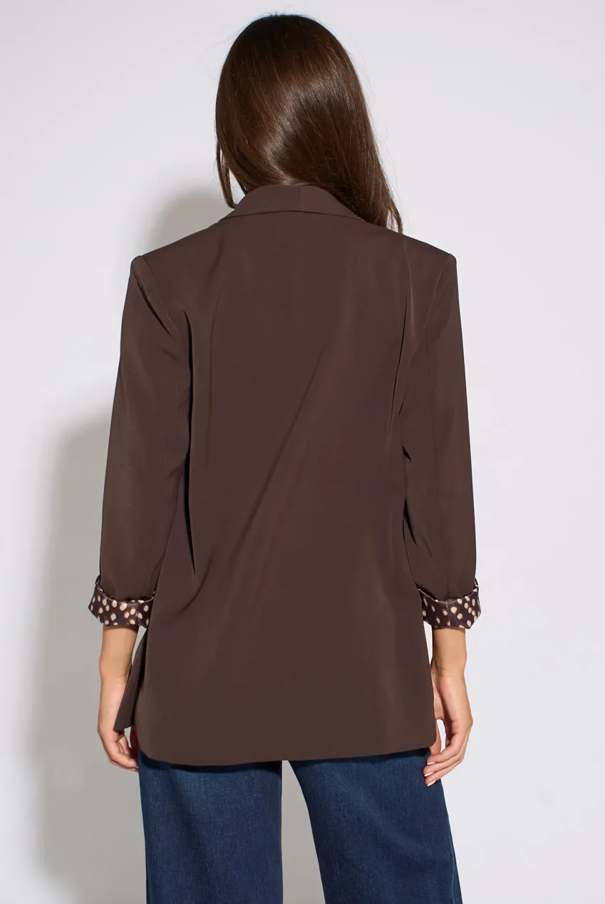 Gini London blazer marrone edge to edge manica contrasto