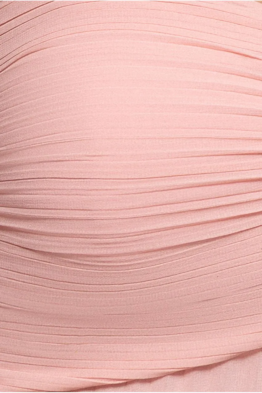 Goddiva Scarf Multiway maxi abito rosa blush chiffon