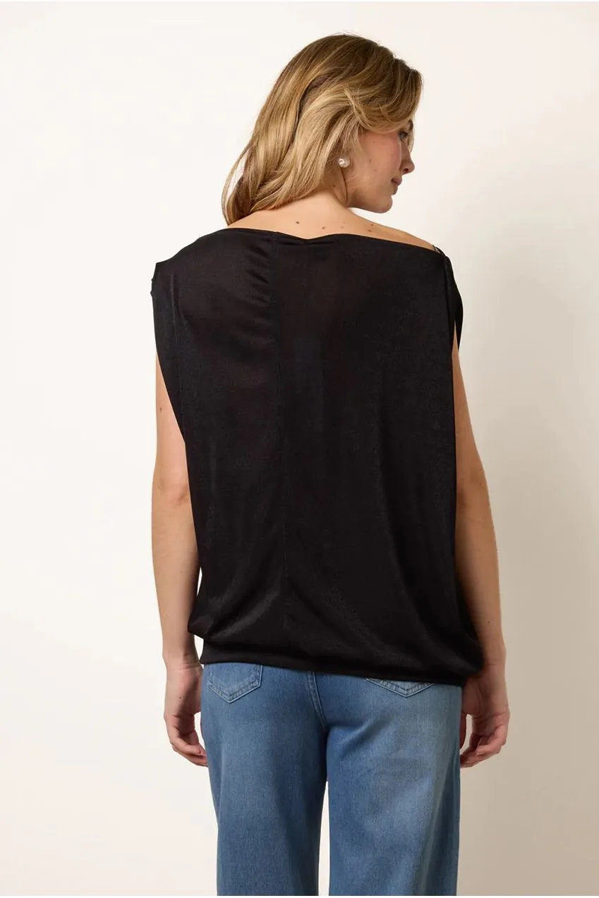 Blue Vanilla Slinky tunica nera oversize scollo ampio