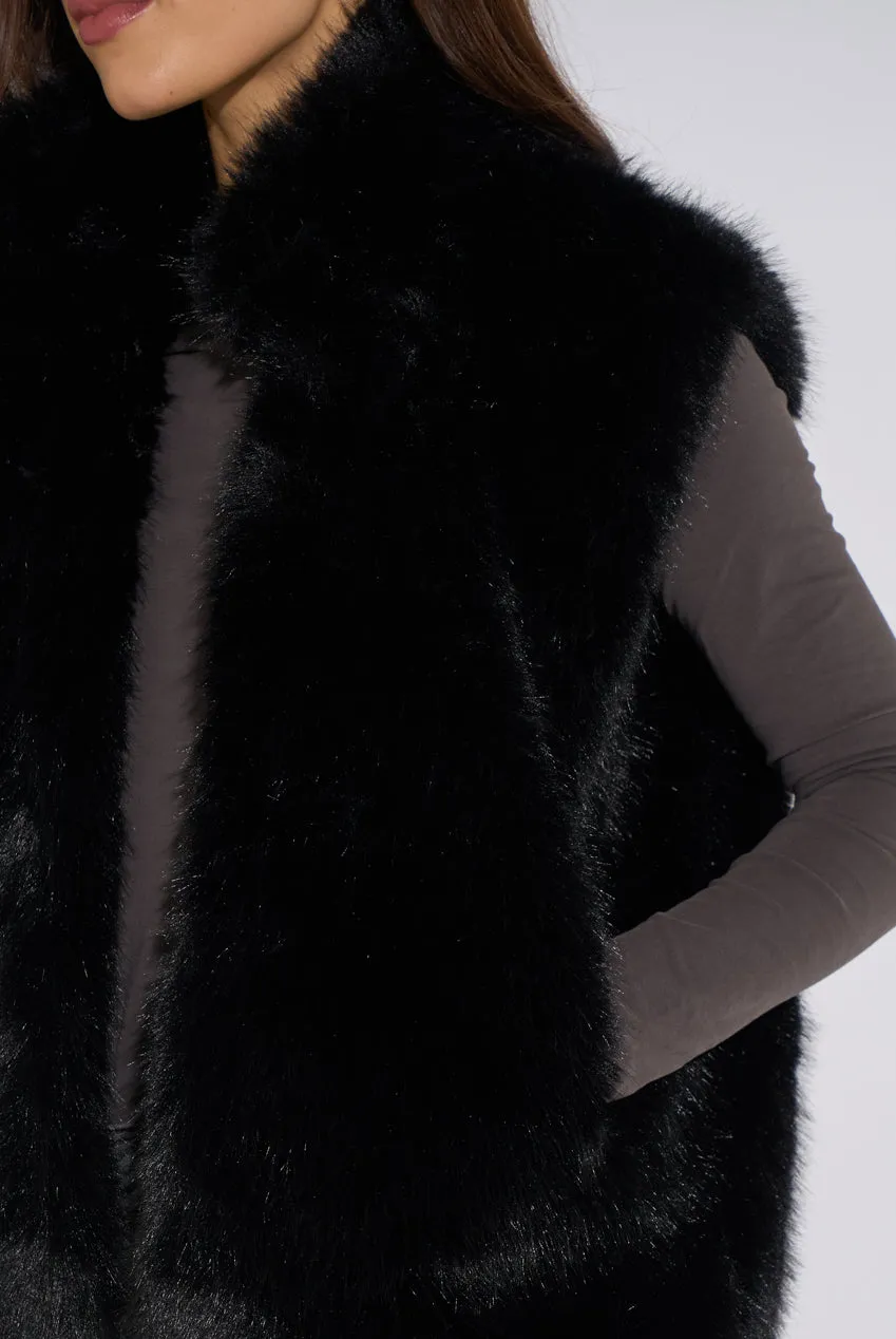 Gini London Boxy Gilet Pelliccia Ecologica Nero S-XL