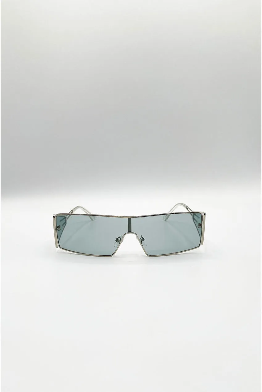 SVNX Flattop occhiali sole rettangolari argento metallo