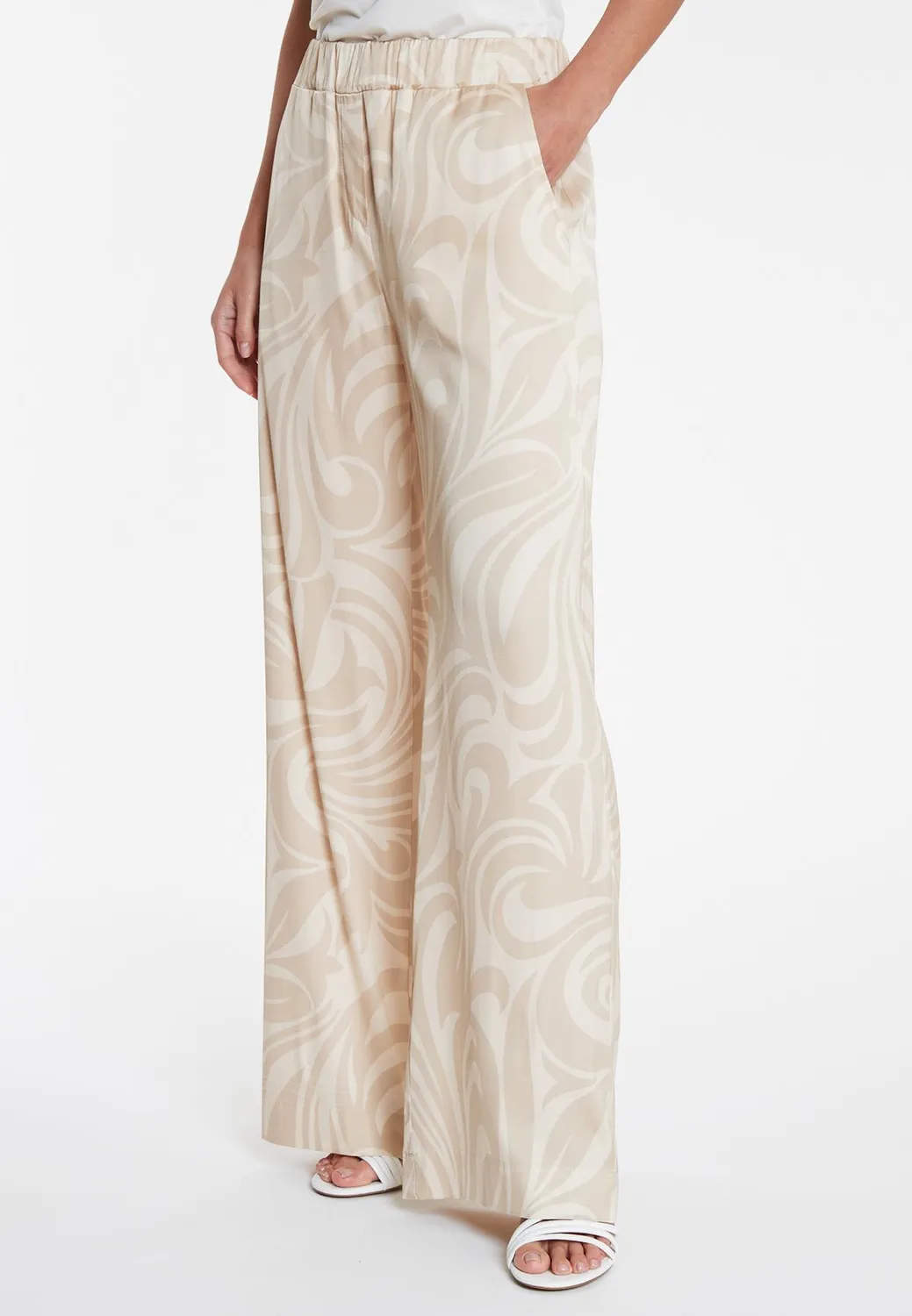 Ana Alcazar Waposa pantaloni palazzo satin beige