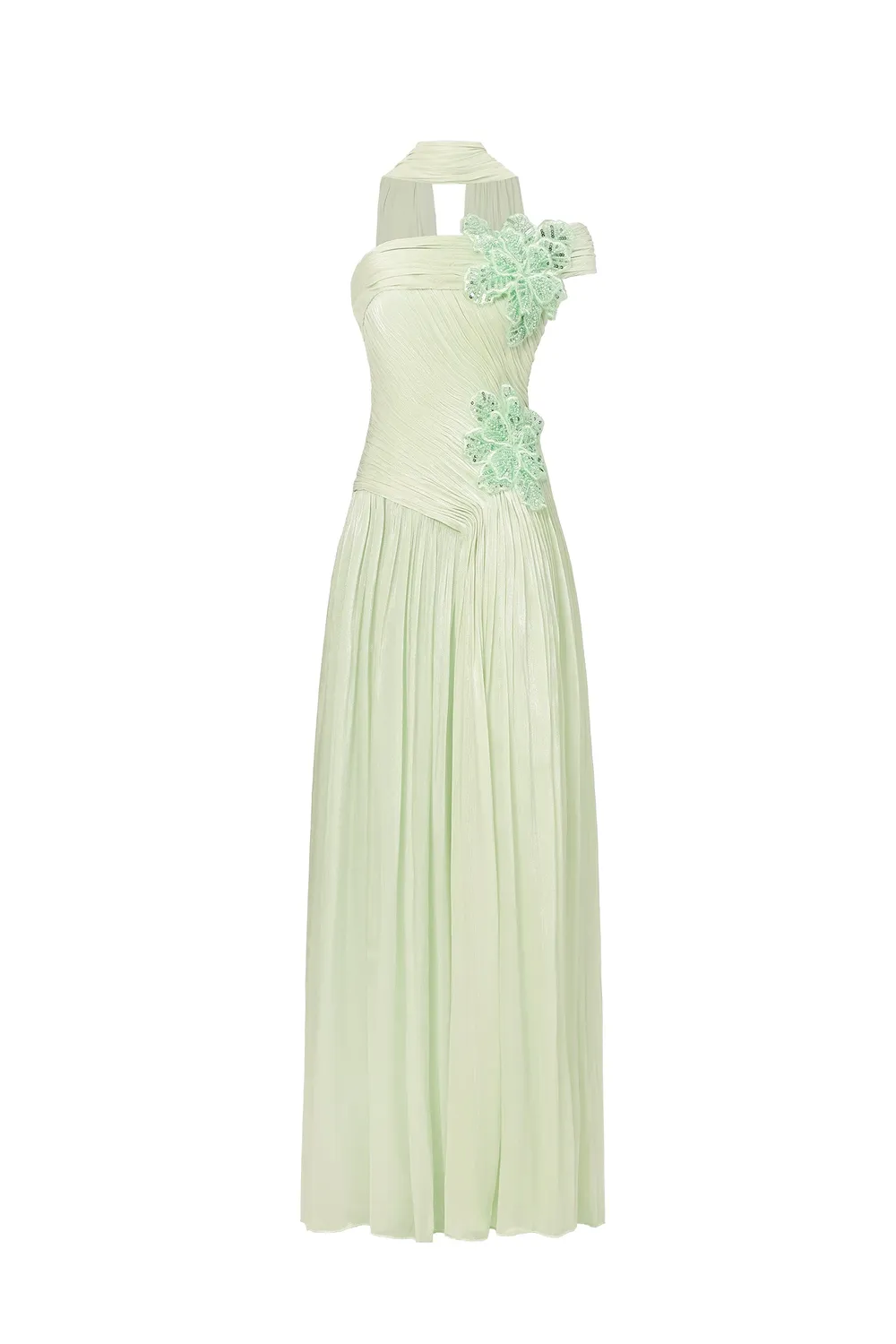 Bella Barnett Mellies abito maxi verde monospalla