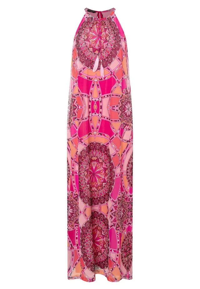 Ana Alcazar Leira abito maxi paisley spalline