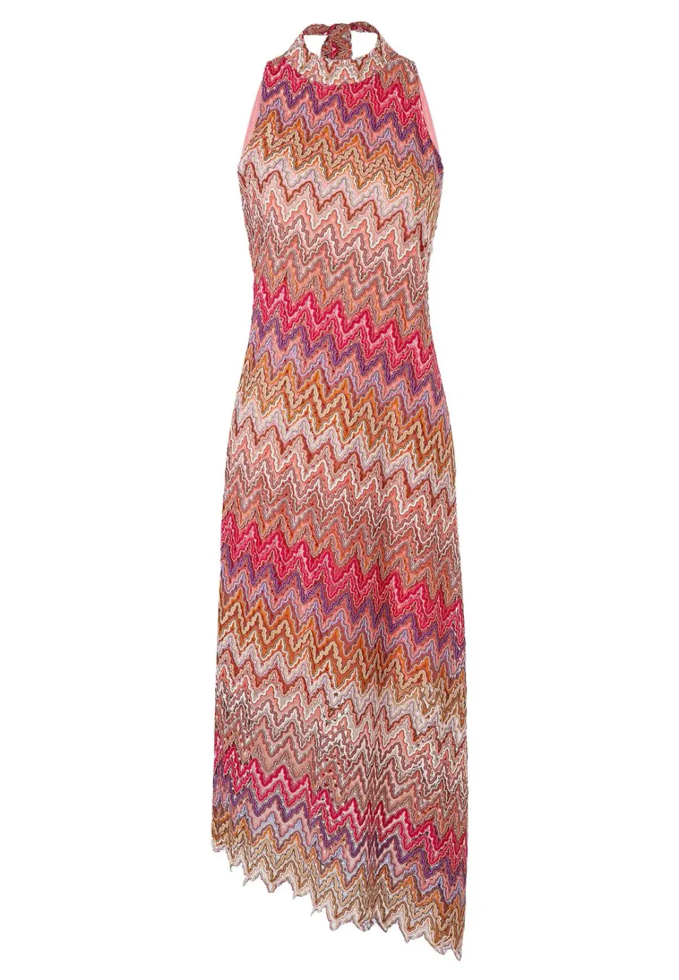 Ana Alcazar Zajosa vestito midi monospalla zigzag