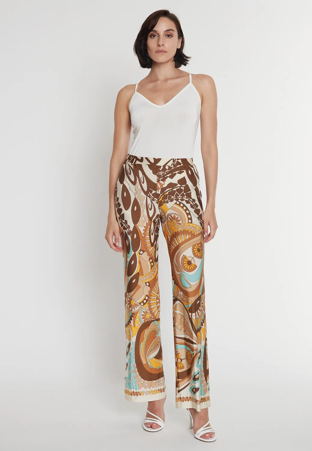 Ana Alcazar Pikila pantaloni jersey stampa marrone