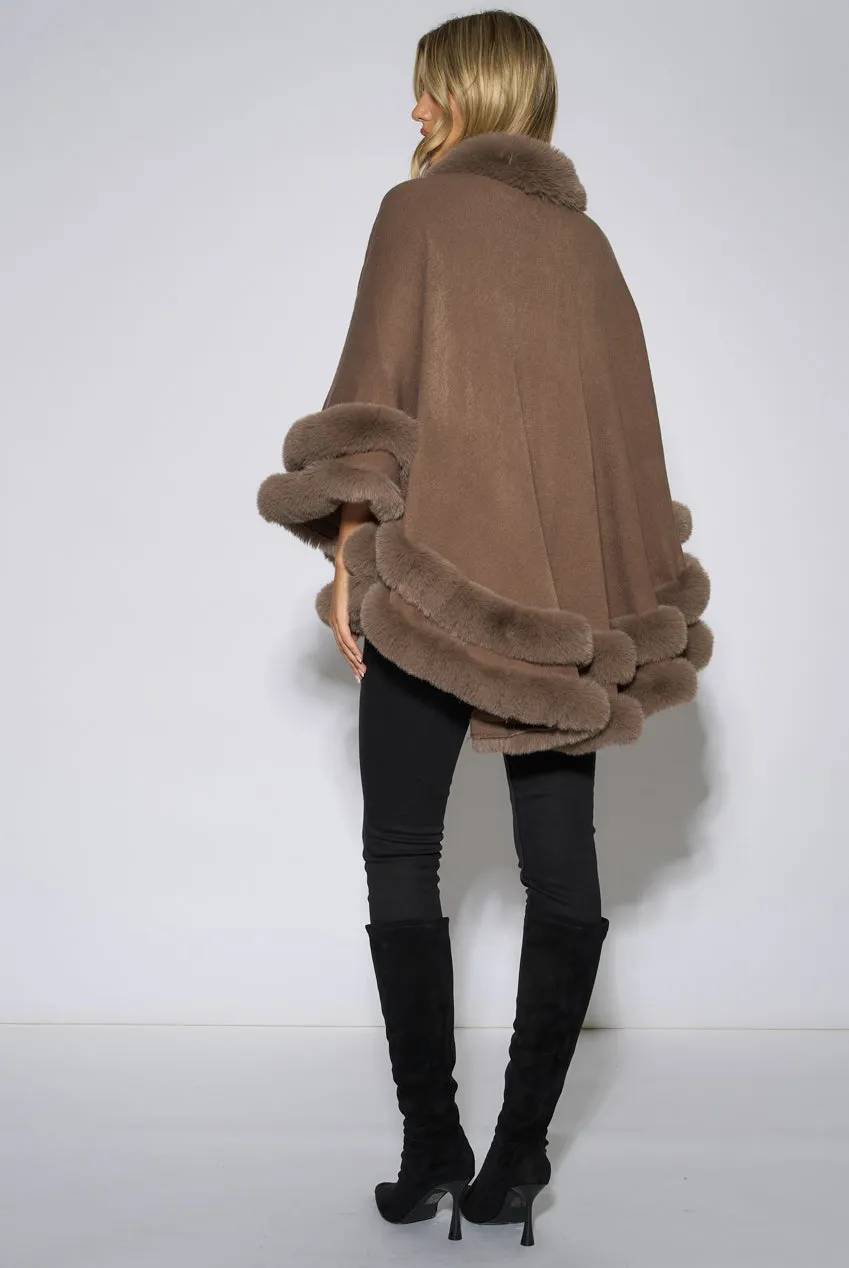 Gini London Double Layer mantella marrone pelliccia
