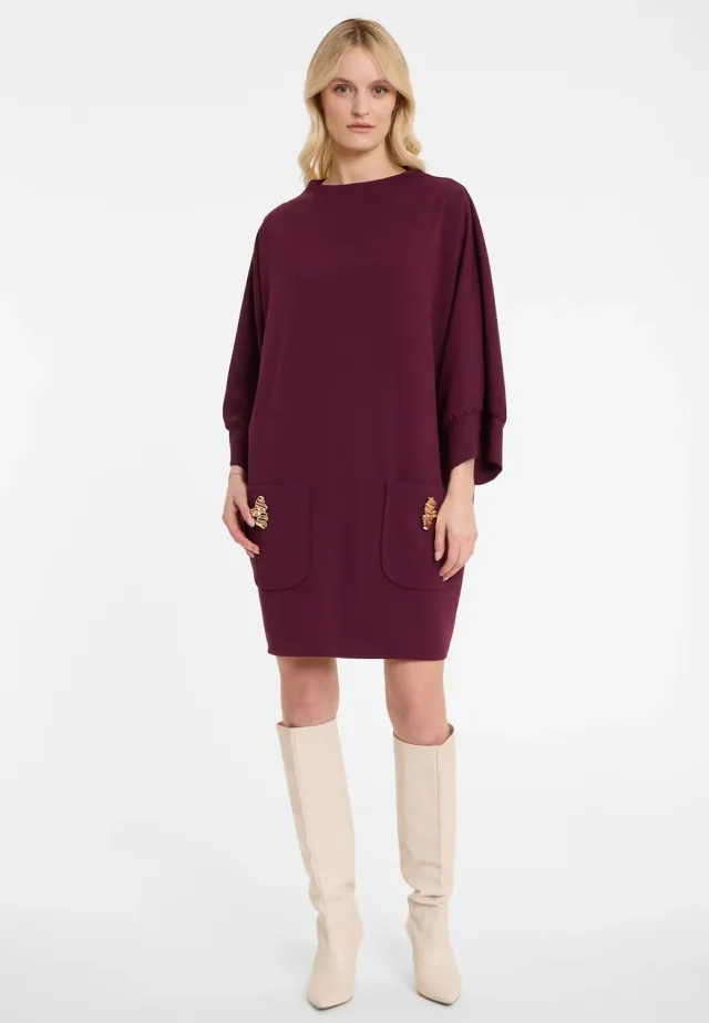 Ana Alcazar Adwoni abito oversize bordeaux tasche oro