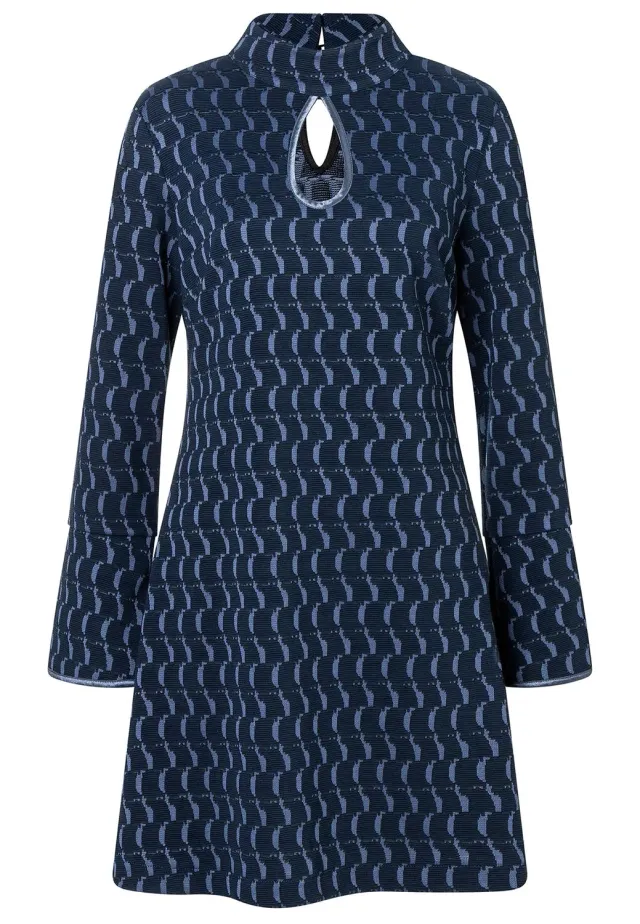 Ana Alcazar Siwea abito svasato jacquard blu viola