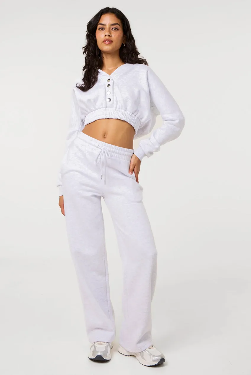 Pink Vanilla felpa cropped pile grigio chiaro S cappuccio
