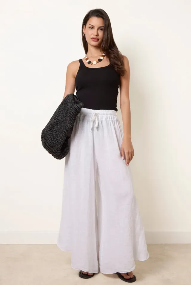 Blue Vanilla Extreme Wide Leg pantaloni lino bianchi