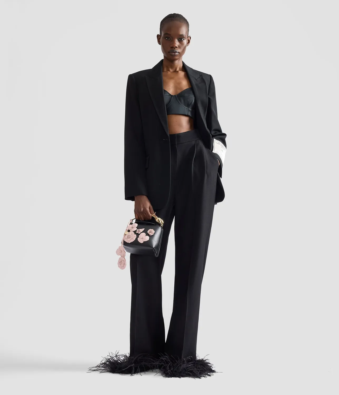 Erdem Grain De Poudre pantaloni palazzo neri lana