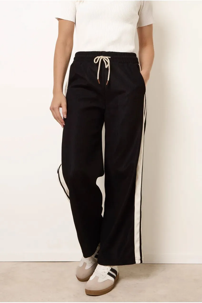 Blue Vanilla Corduroy Side Stripes pantaloni neri velluto