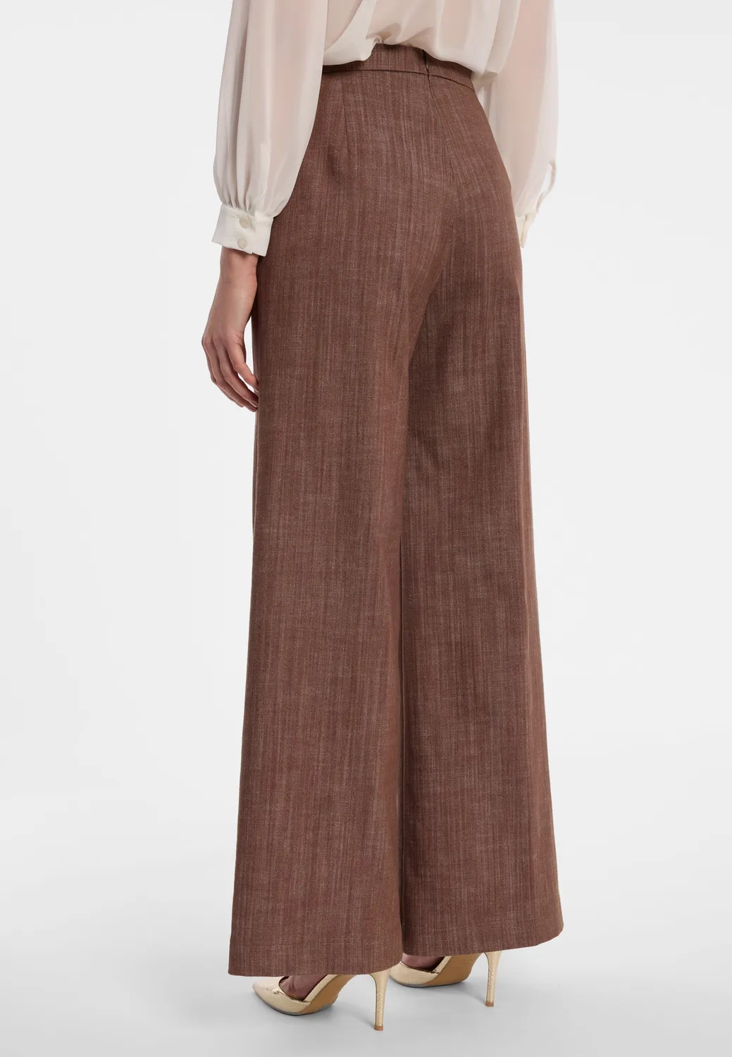 Ana Alcazar Enlosia jeans palazzo marrone cognac
