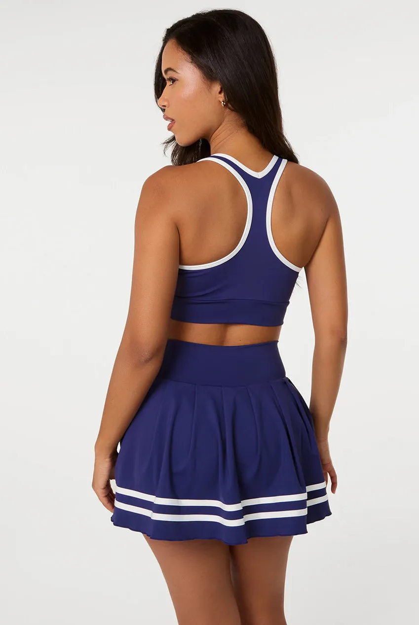 Pink Vanilla Active top crop navy con bordi contrasto