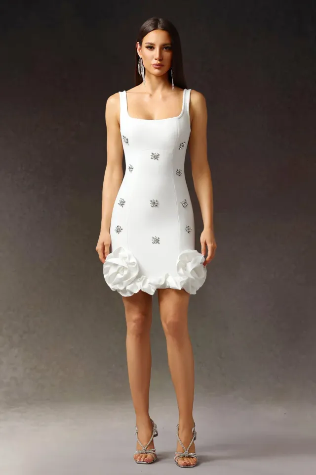 Bella Barnett Nomi abito mini bianco strass