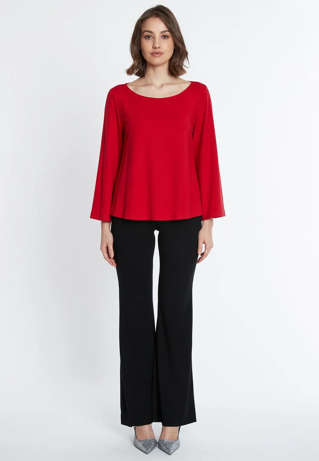 Ana Alcazar Sitia top jersey rosso maniche tromba