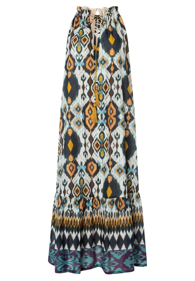 Ana Alcazar Kaini vestito neckholder midi blu giallo