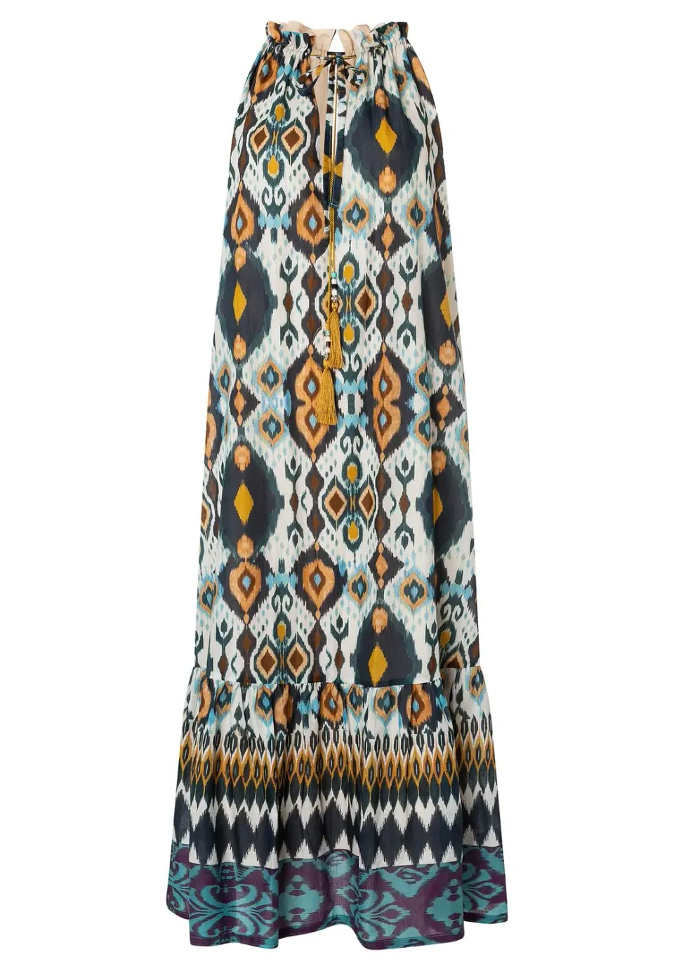 Ana Alcazar Kaini vestito neckholder midi blu giallo