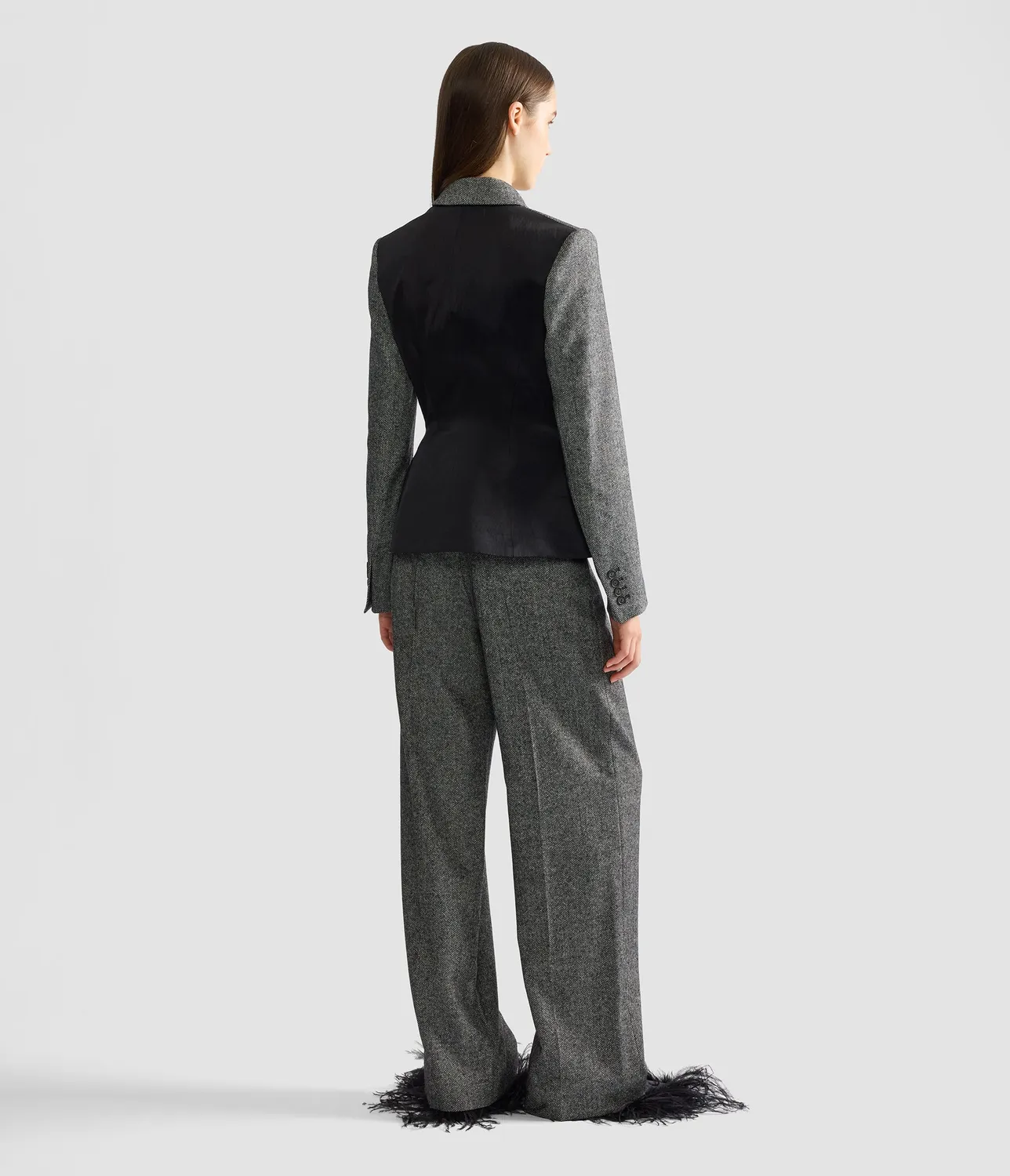 Erdem Herringbone pantalone palazzo spina di pesce
