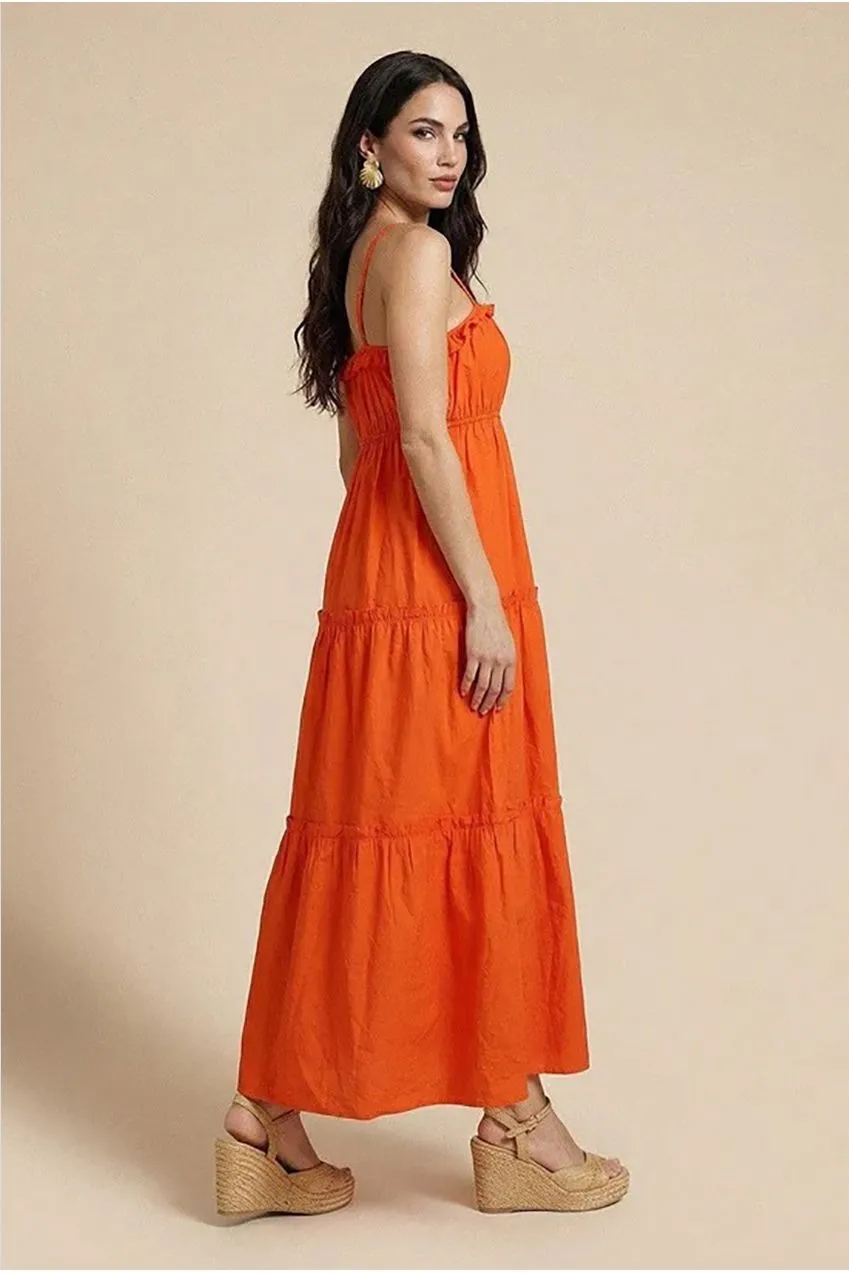 Urban Bliss abito maxi arancione arricciato balze