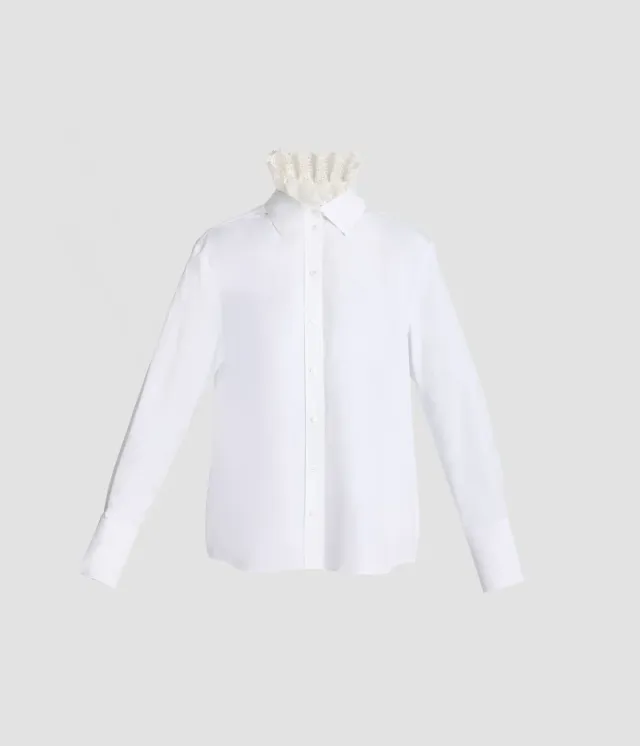 Erdem Cotton Poplin Long Sleeve Shirt camicia pizzo