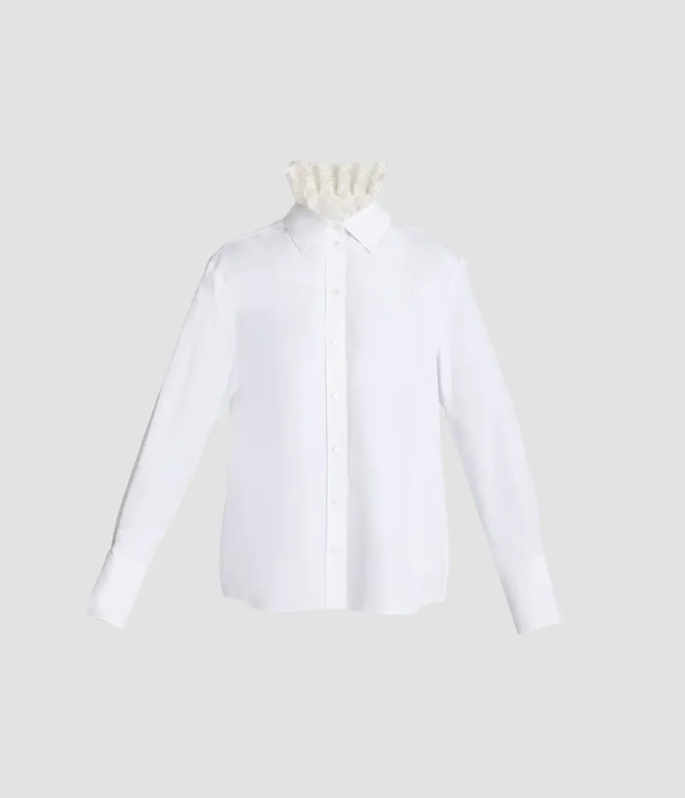 Erdem Cotton Poplin Long Sleeve Shirt camicia pizzo