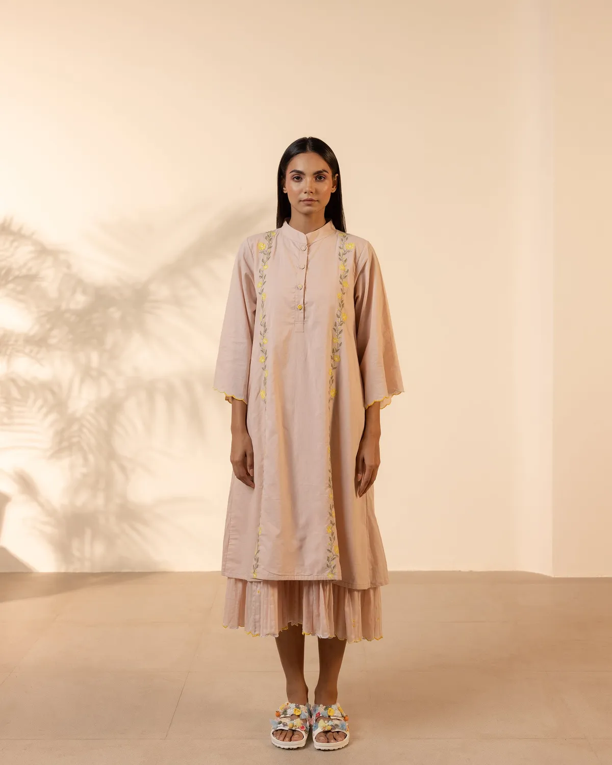 Our Dve Tangerine Bloomberry kurta rosa fenicottero