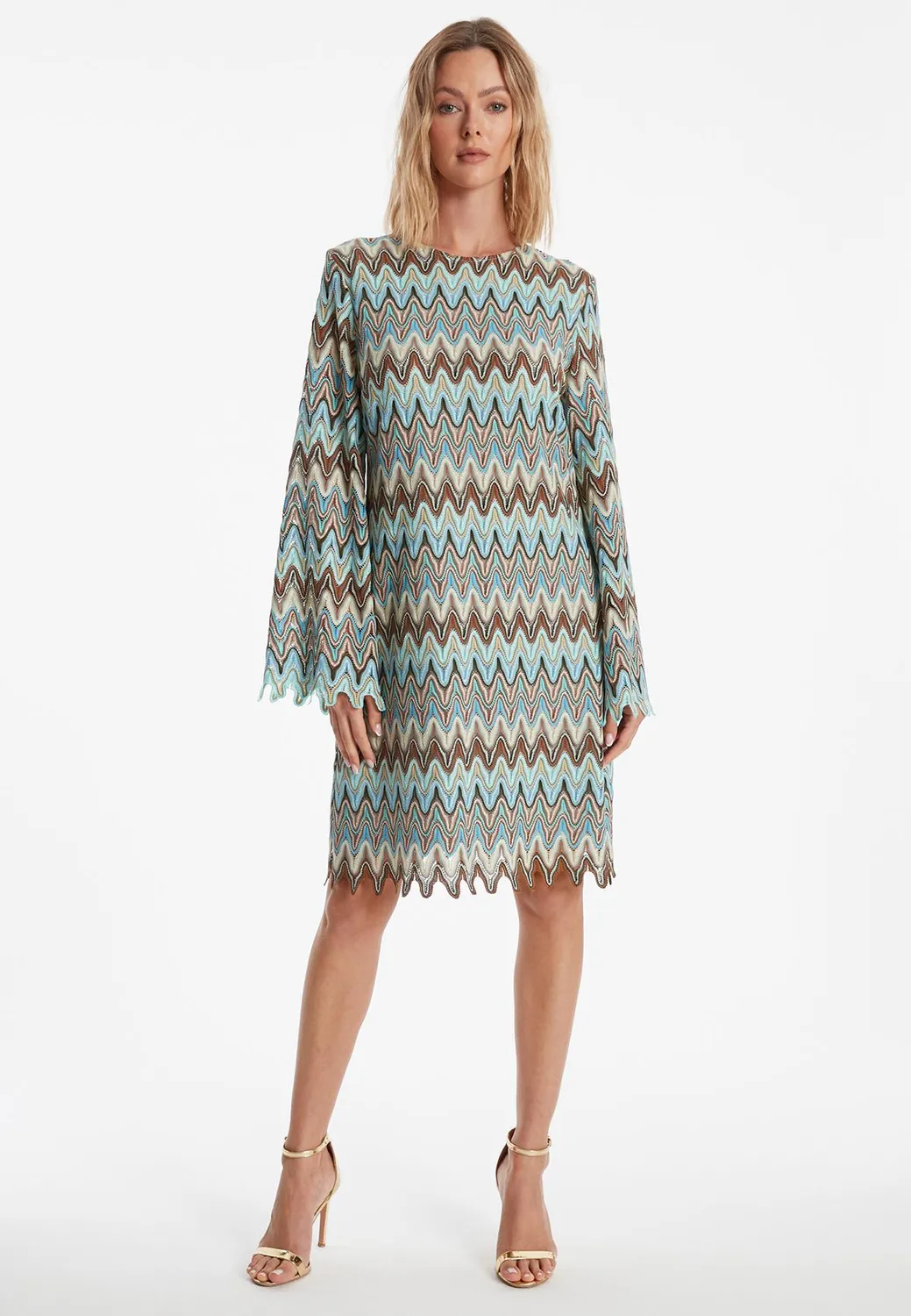 Ana Alcazar Zefona abito maglia corto azzurro cappuccino