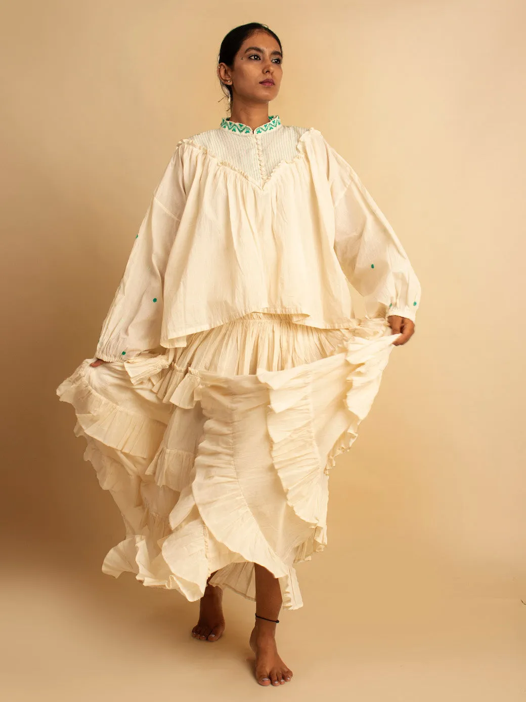 Our Dve Nomad Skirt beige gonna lunga cotone 42"