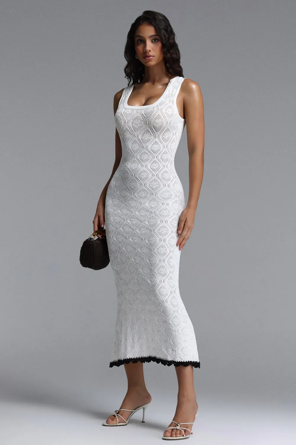 Bella Barnett Etta abito maxi bianco maglia bodycon
