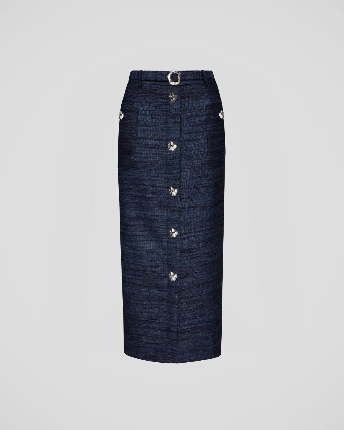 Violante Nessi Corot gonna matita blu tweed seta