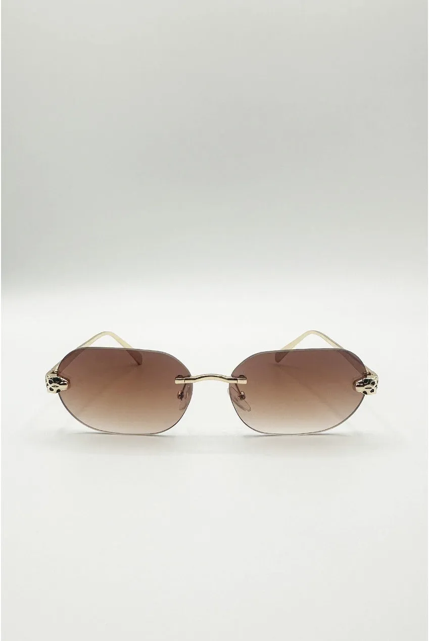 SVNX Jaguar Detail Rimless occhiali sole marroni